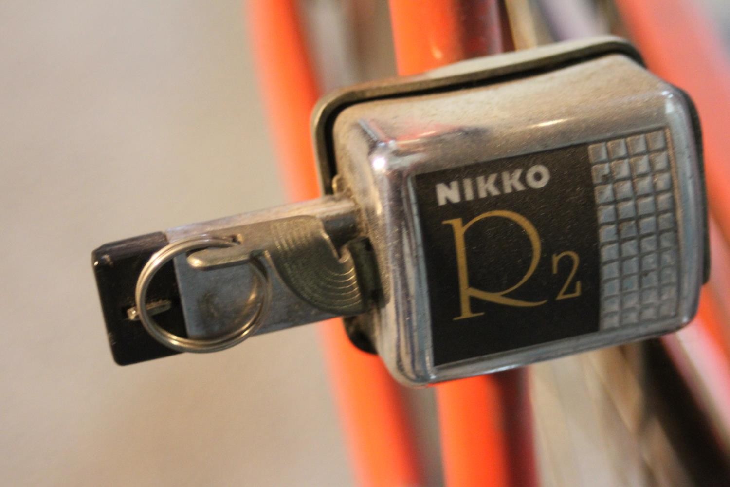 A vintage red Japanese post service bicycle. Makers label. Wheel dia. 60cm. - Image 8 of 8