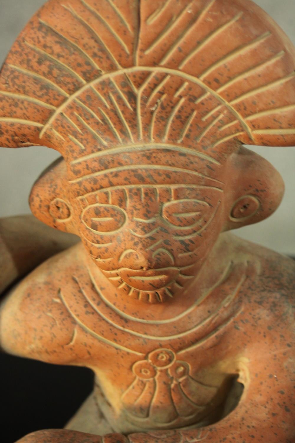 A terracotta figure of a couple, along with a ceramic elephant and a ceramic horse. H.30 W.30 D.6 - Image 6 of 11