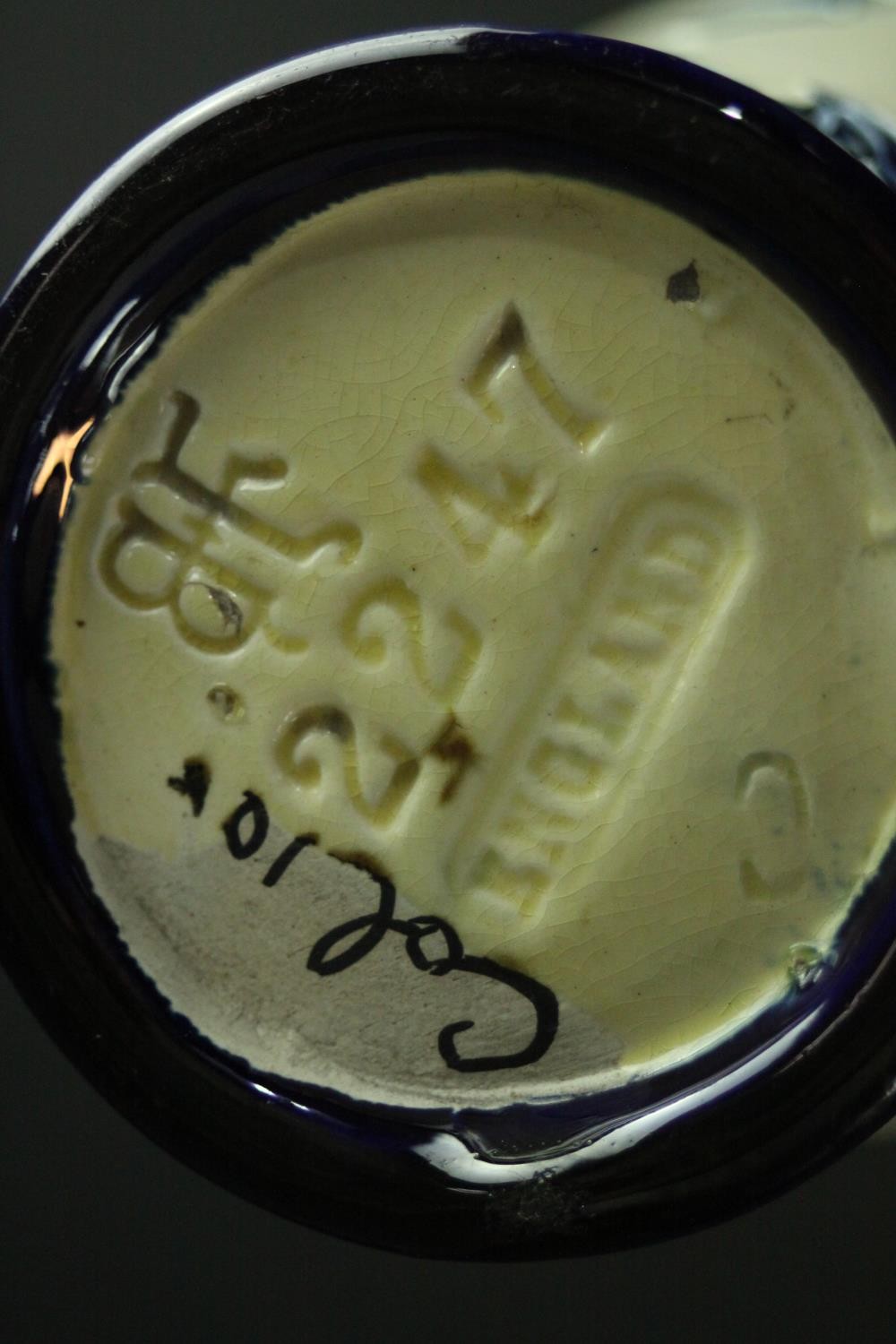 An early 20th century Burmantofts Faience three handled vase with incised Wild Tulip decoration in - Image 5 of 5