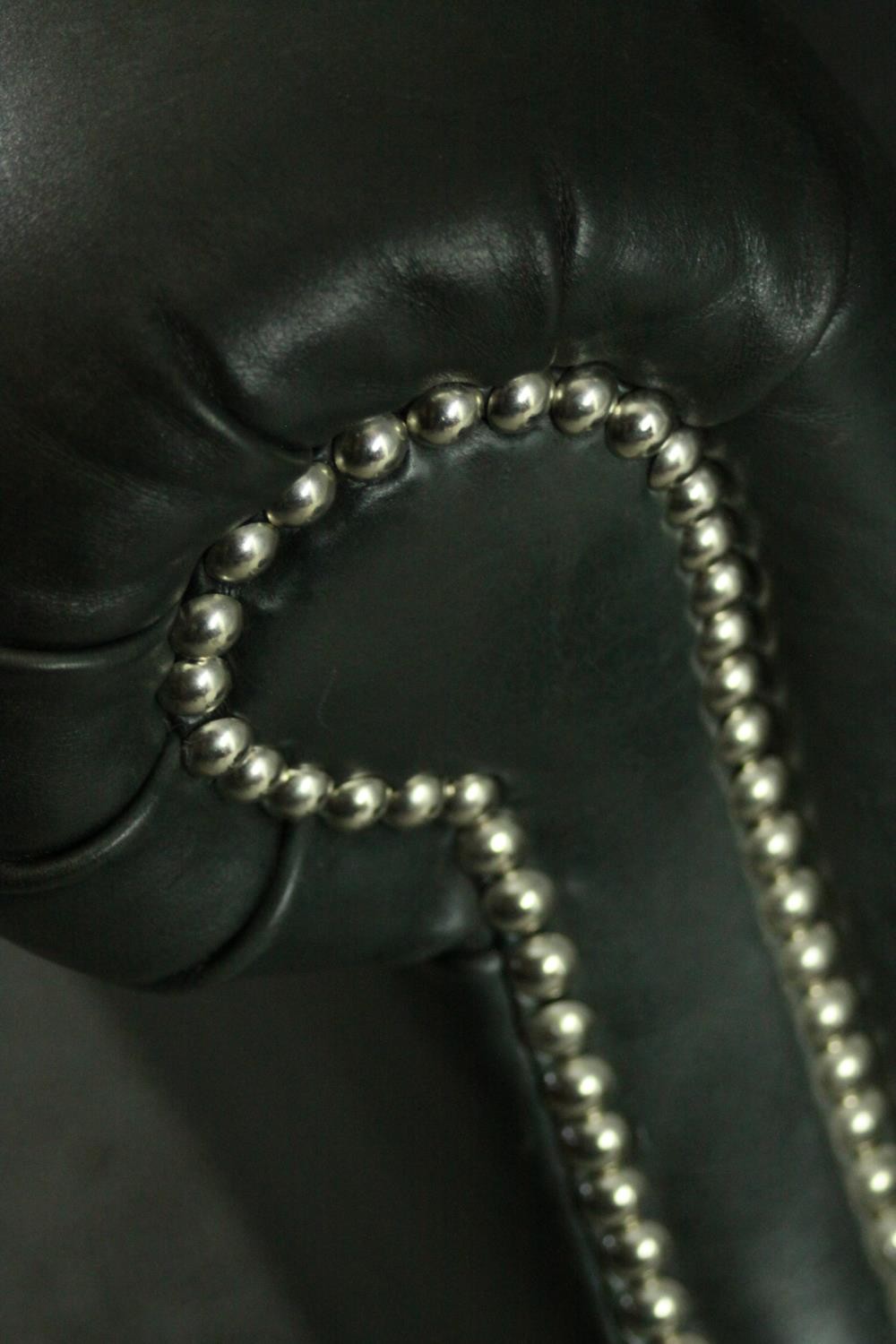 Library armchair, 19th century style in leather upholstery. - Image 4 of 5