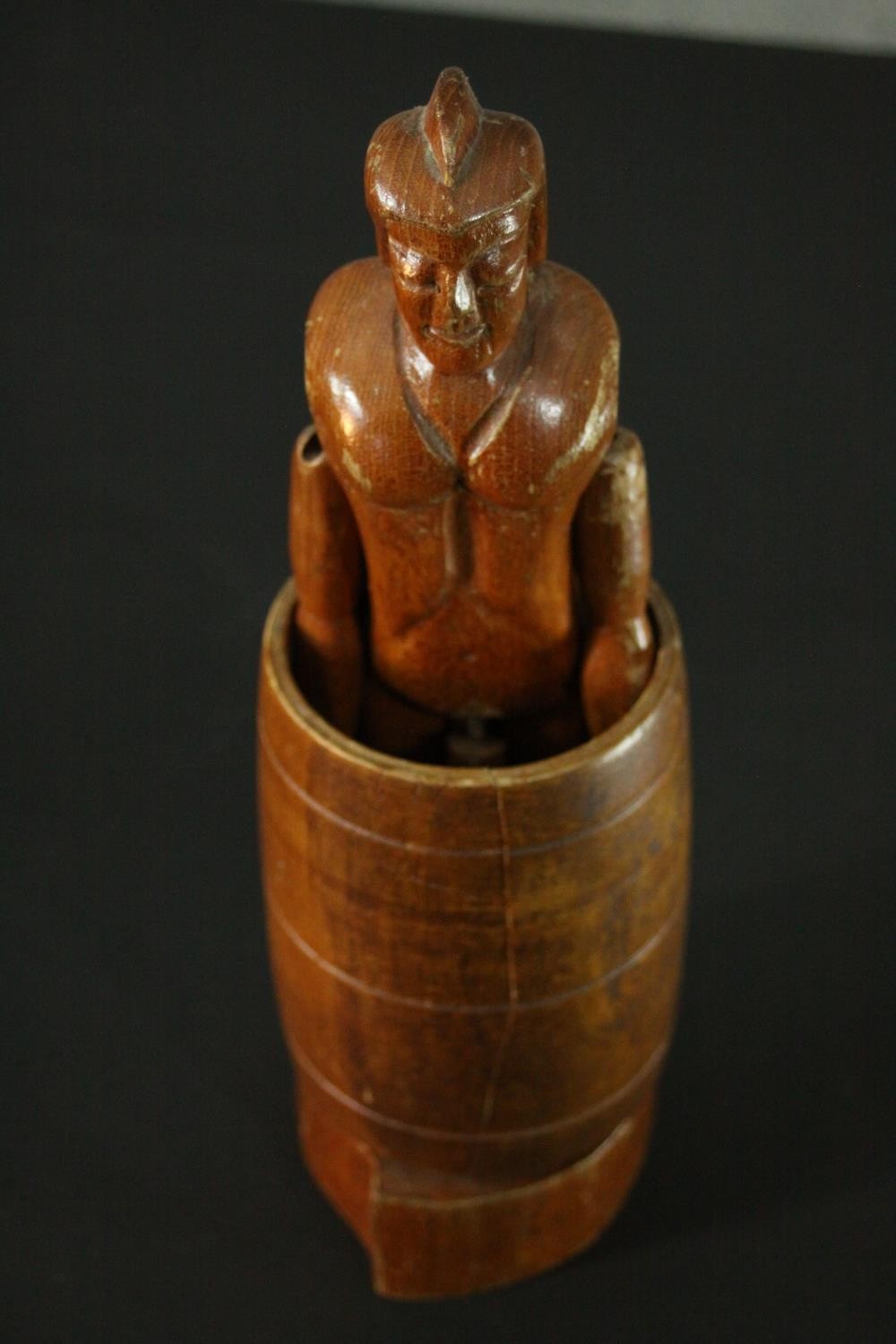 A collection of treen items. Including a Tunbridge ware box, a burr maple box, a leather and - Image 9 of 11