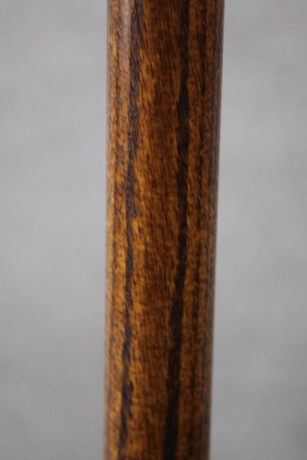 A vintage teak and brass standard lamp with hinged arm. H.143 Dia.30cm. - Image 4 of 4