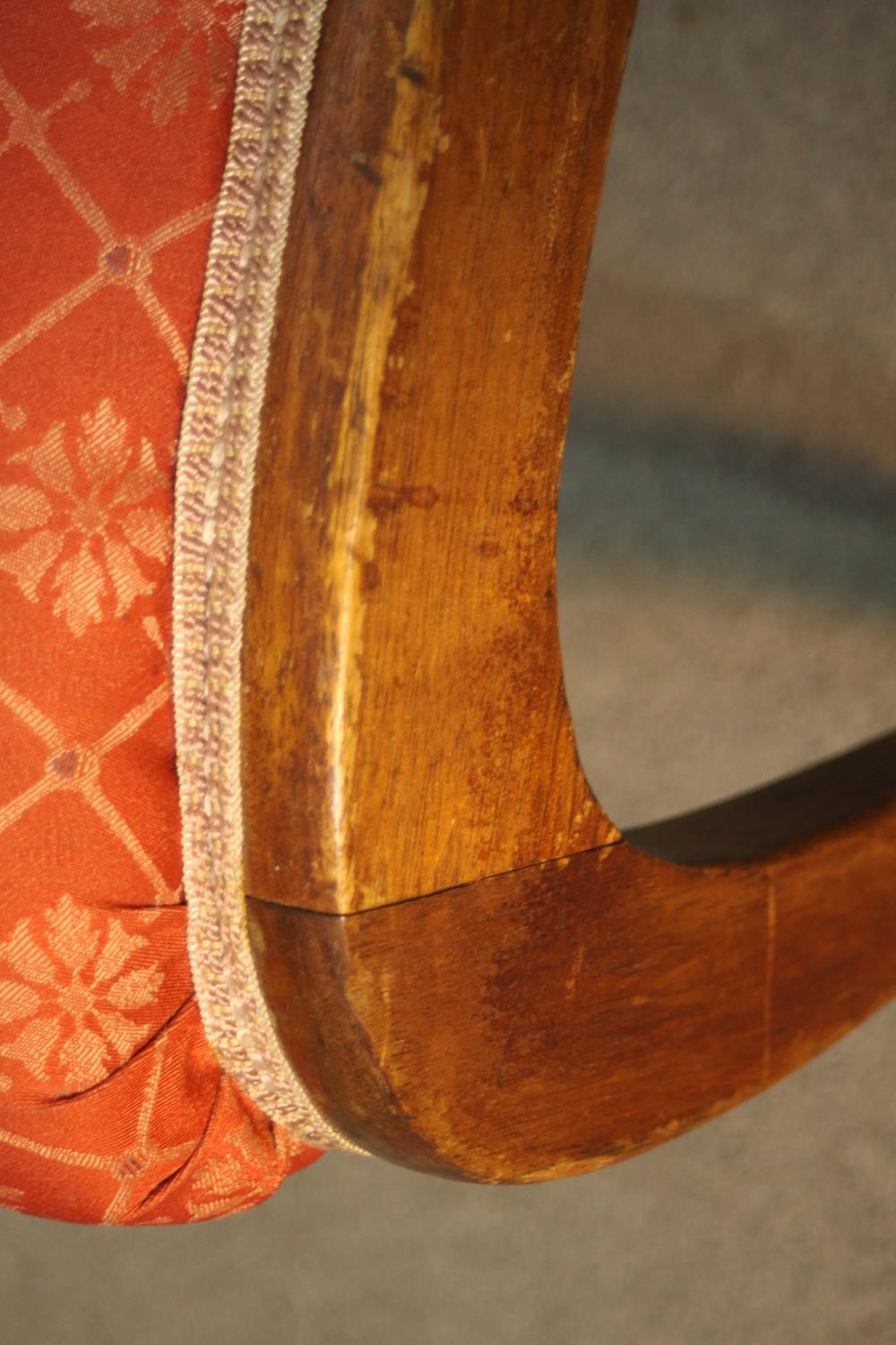 A 19th century mahogany framed nursing chair along with a 19th century footstool on cabriole - Image 6 of 7