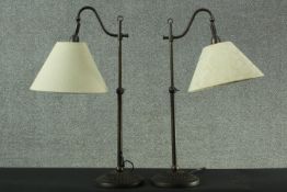 A pair of contemporary vintage style telescopic table lamps. H.60 W.35 D. 25 cm.