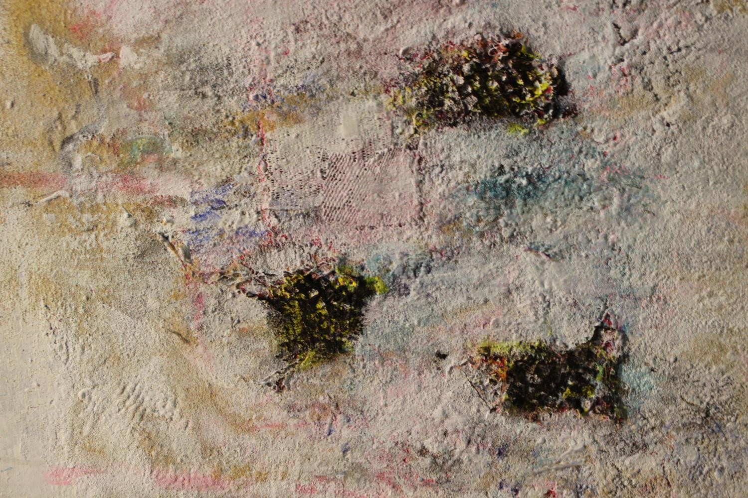 Jane Harris (1956-) A framed oil on board, abstract composition, unsigned. H.65 W.65 cm. - Image 3 of 6