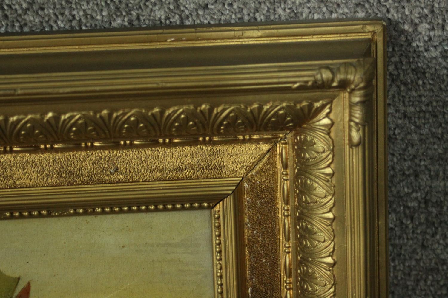 A 19th century framed and glazed watercolour, lakescape along with a 19th century oil of a seascape. - Image 6 of 6