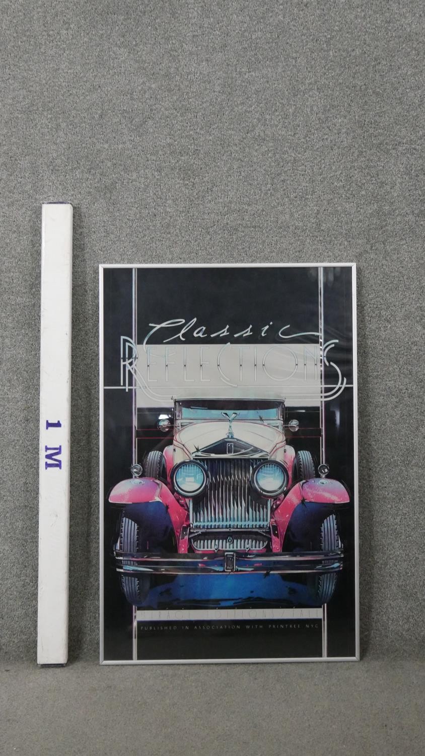 A framed and glazed vintage Classic Reflections car exhibition poster. H.86 W.57cm