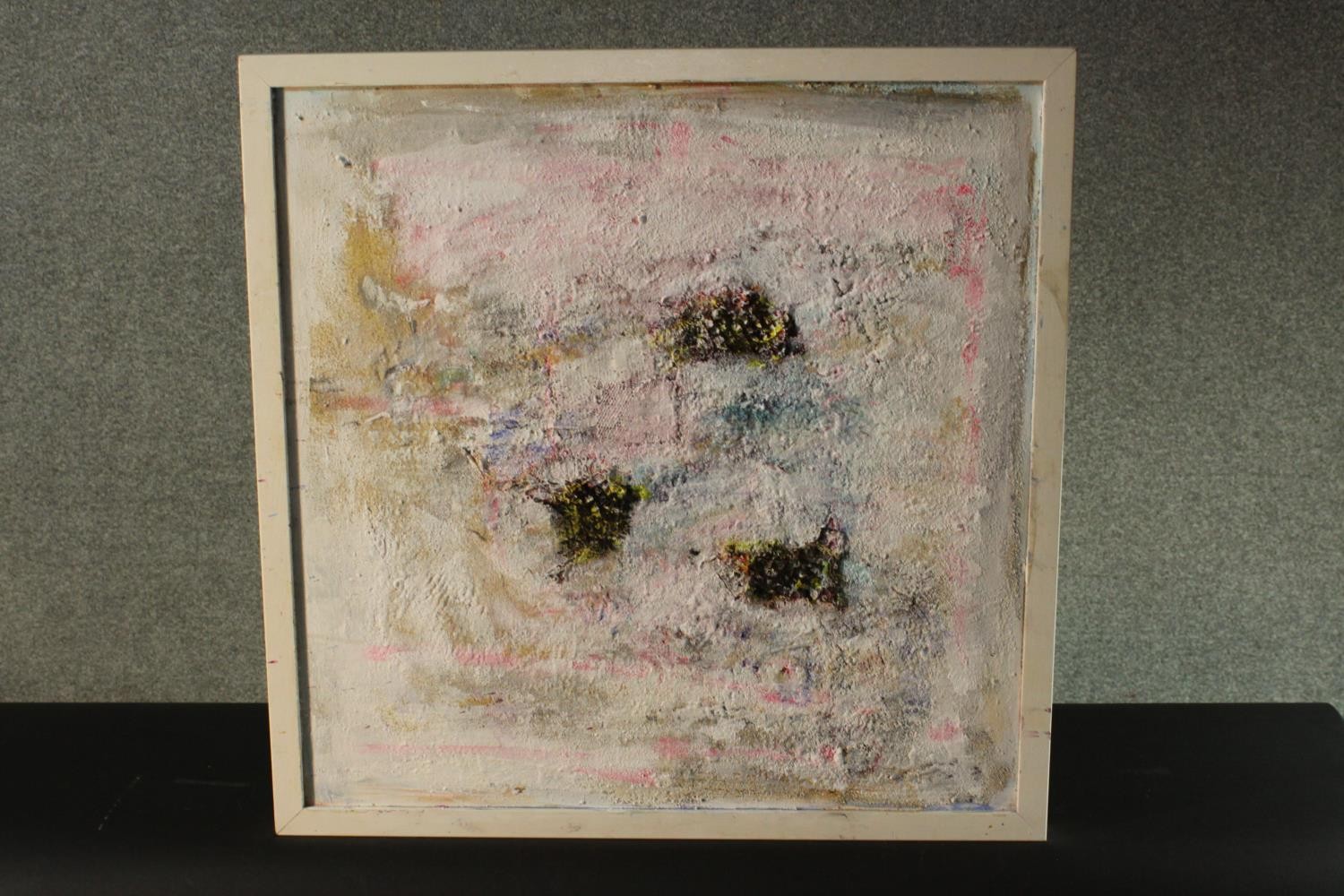 Jane Harris (1956-) A framed oil on board, abstract composition, unsigned. H.65 W.65 cm. - Image 2 of 6
