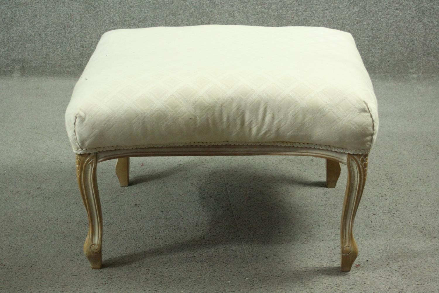 A French style walnut armchair along with a similar painted footstool. - Image 5 of 9