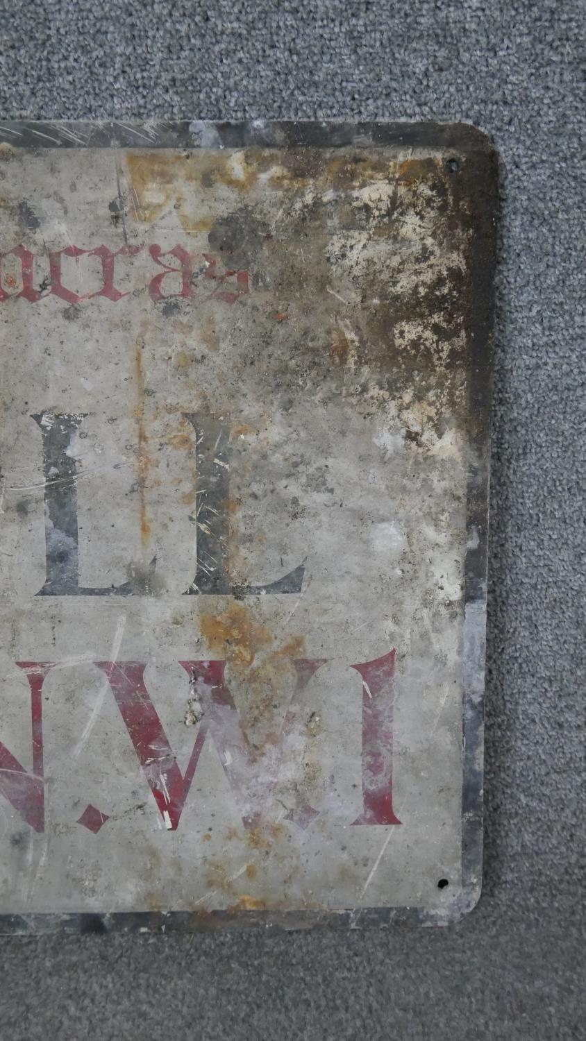 A vintage metal street sign, Varndell Street. Red and black lettering. H.46 W.92 cm - Image 3 of 4