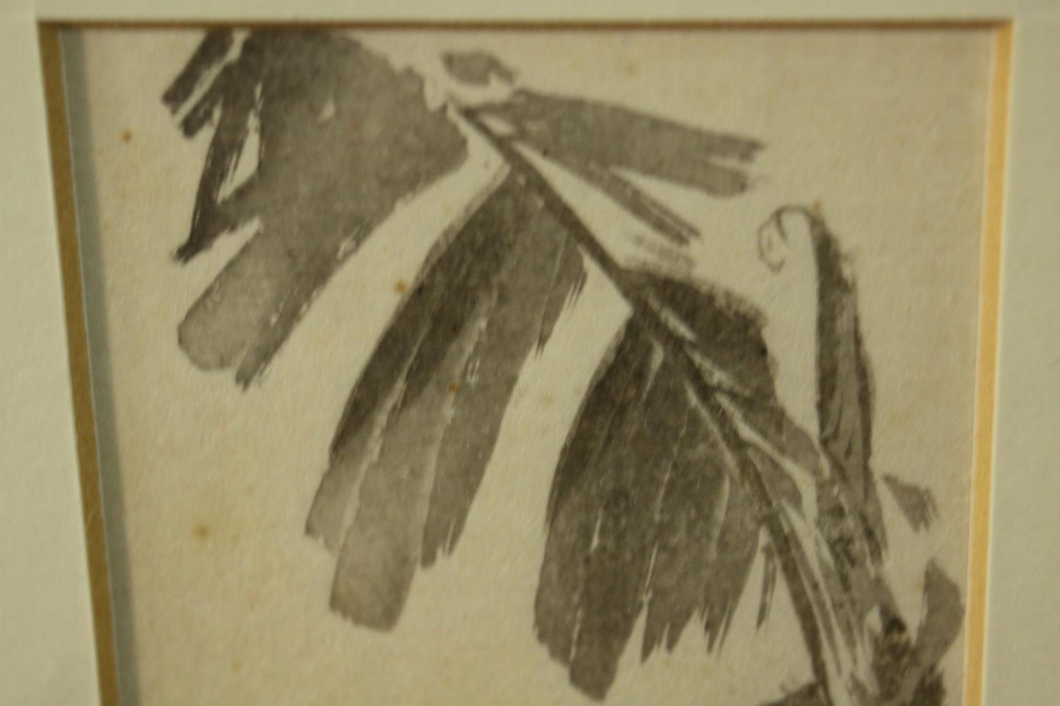 Two framed and glazed 19th century Japanese woodblock prints. One of a goose drinking at a lake - Image 7 of 10