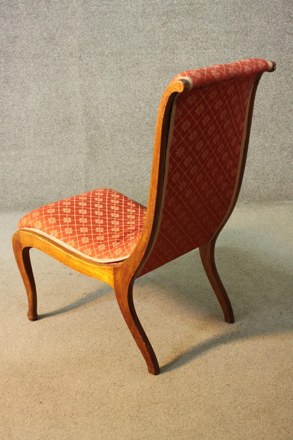 A 19th century mahogany framed nursing chair along with a 19th century footstool on cabriole - Image 4 of 7