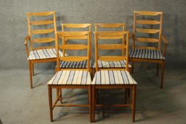 Carl Malmsten (1888-1972), a set of six Swedish beech ladder back dining chairs on stretchered