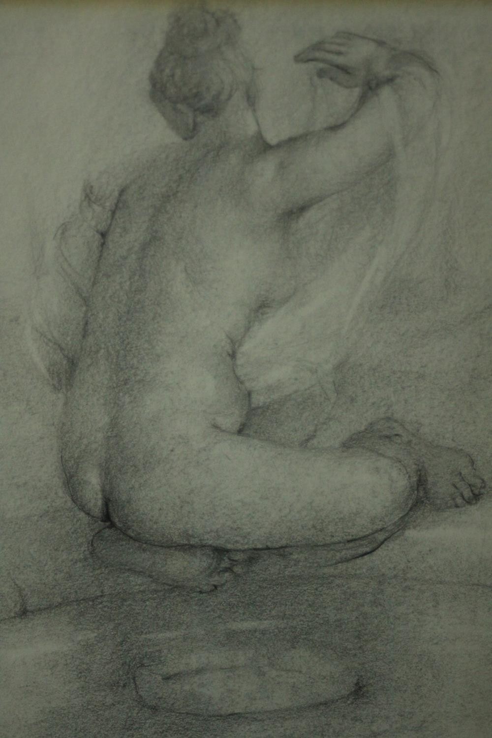 Ricardo Cinalli (B.1948), a framed and glazed pencil drawing, Renaissance style nude study, signed - Image 2 of 4