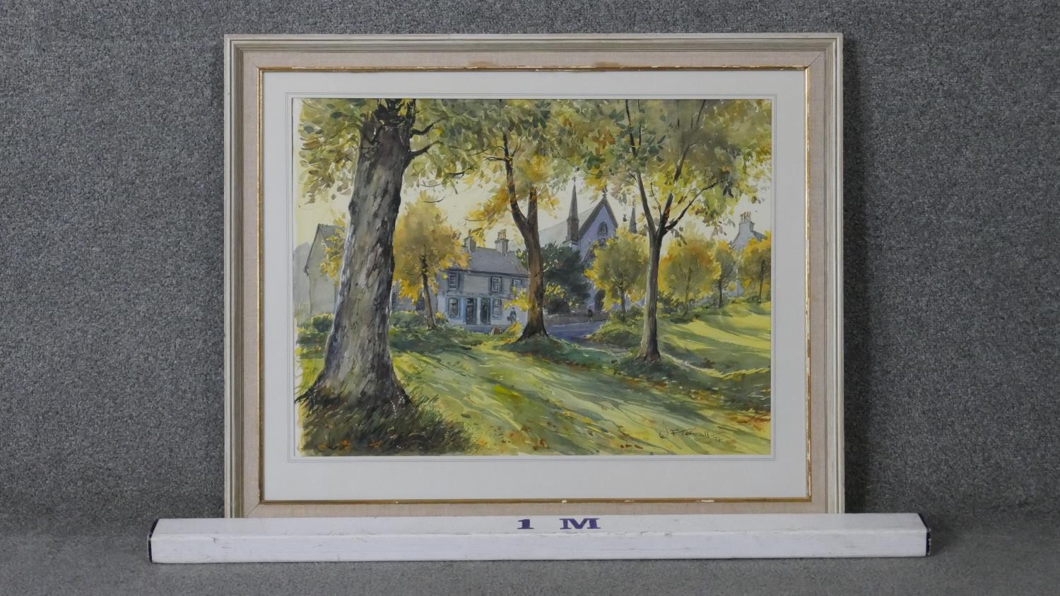 A framed and glazed watercolour of a house in a wood. Signed J.F. Turnbull. H.66 W.81cm - Image 3 of 5