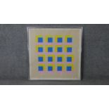 Michael Stokoe (1933-) A Mid-century framed and glazed signed limited edition abstract colour screen