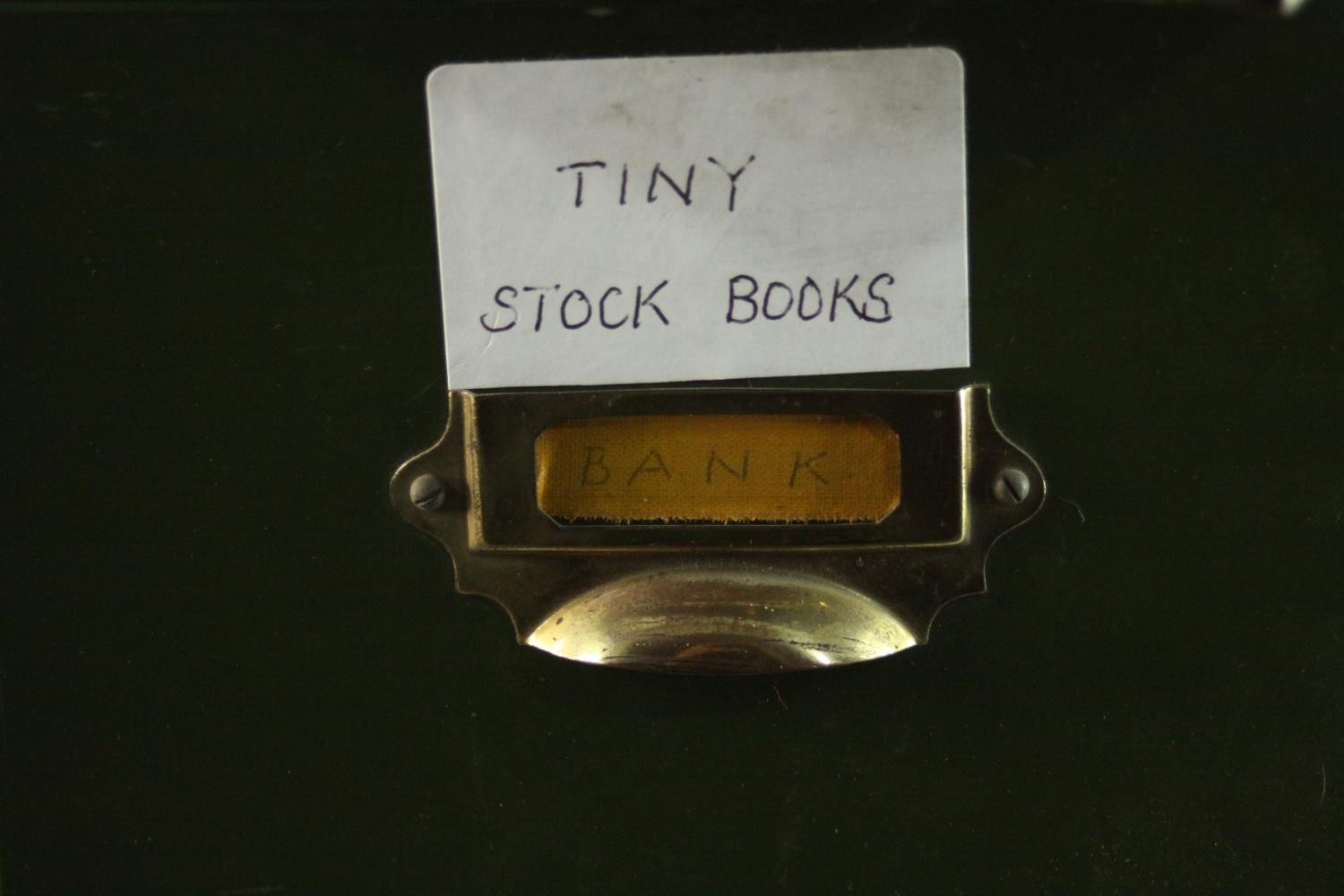 A miscellaneous collection of vintage metal desk top filing cabinets. H.36 W.20 D.40cm. (largest) - Image 3 of 4