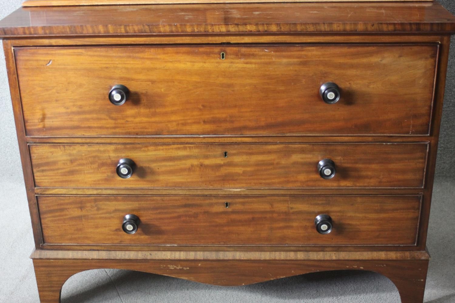 A late Georgian mahogany secretaire bookcase the upper astragal glazed section above fitted - Image 5 of 6