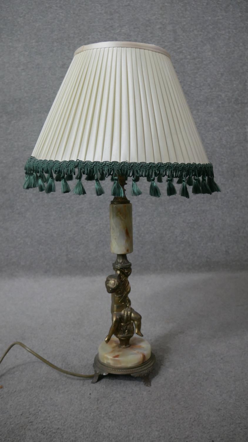 Two classical style table lamps. One vintage alabaster and gilt spelter cherub lamp along with a - Image 8 of 13