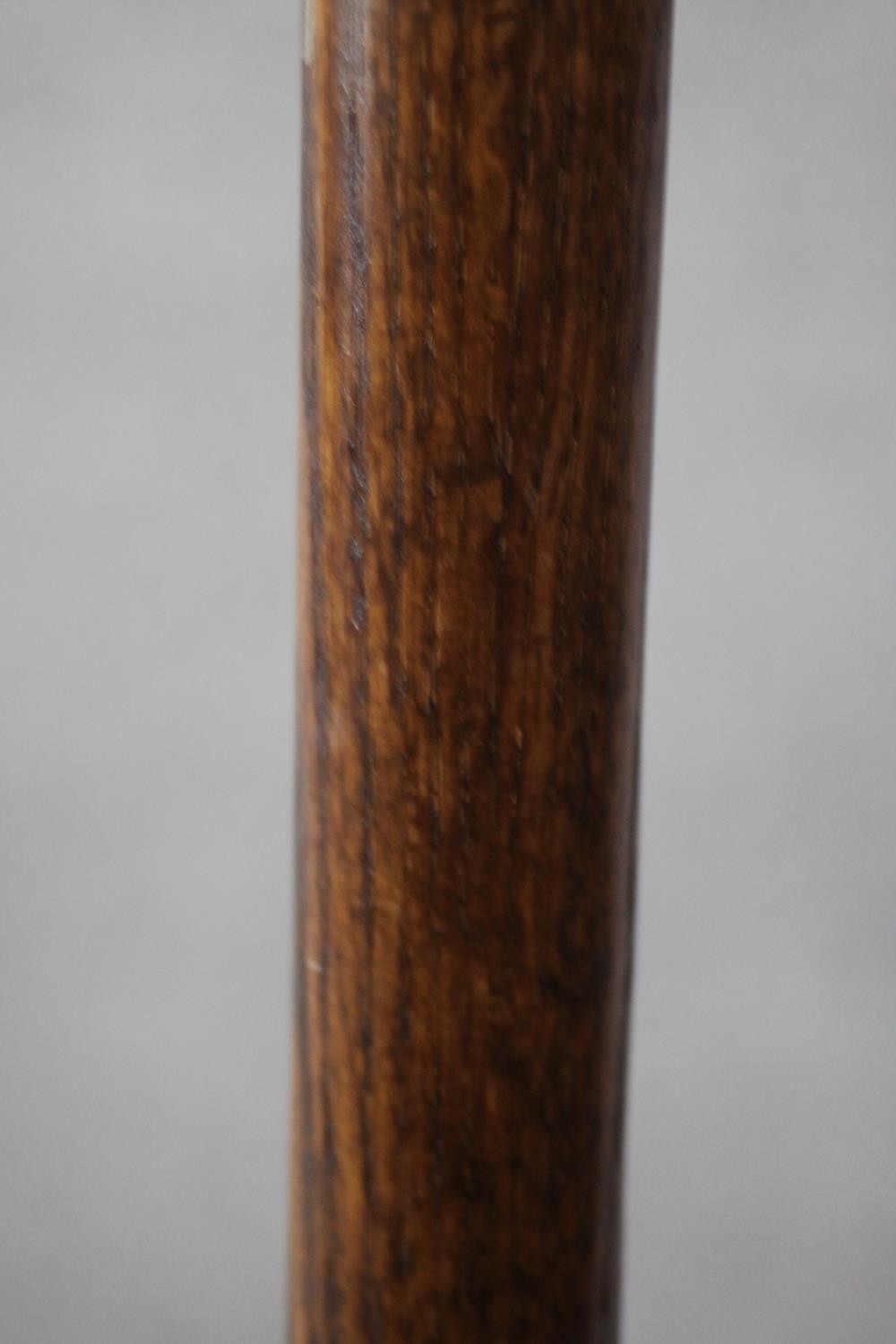 A vintage teak and brass standard lamp with hinged arm. H.134 Dia.30cm. - Image 4 of 4