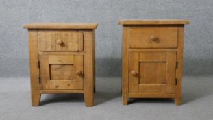 Bedside cabinet, contemporary rustic pine along with another similar. H62 W.49 D.35cm (largest)