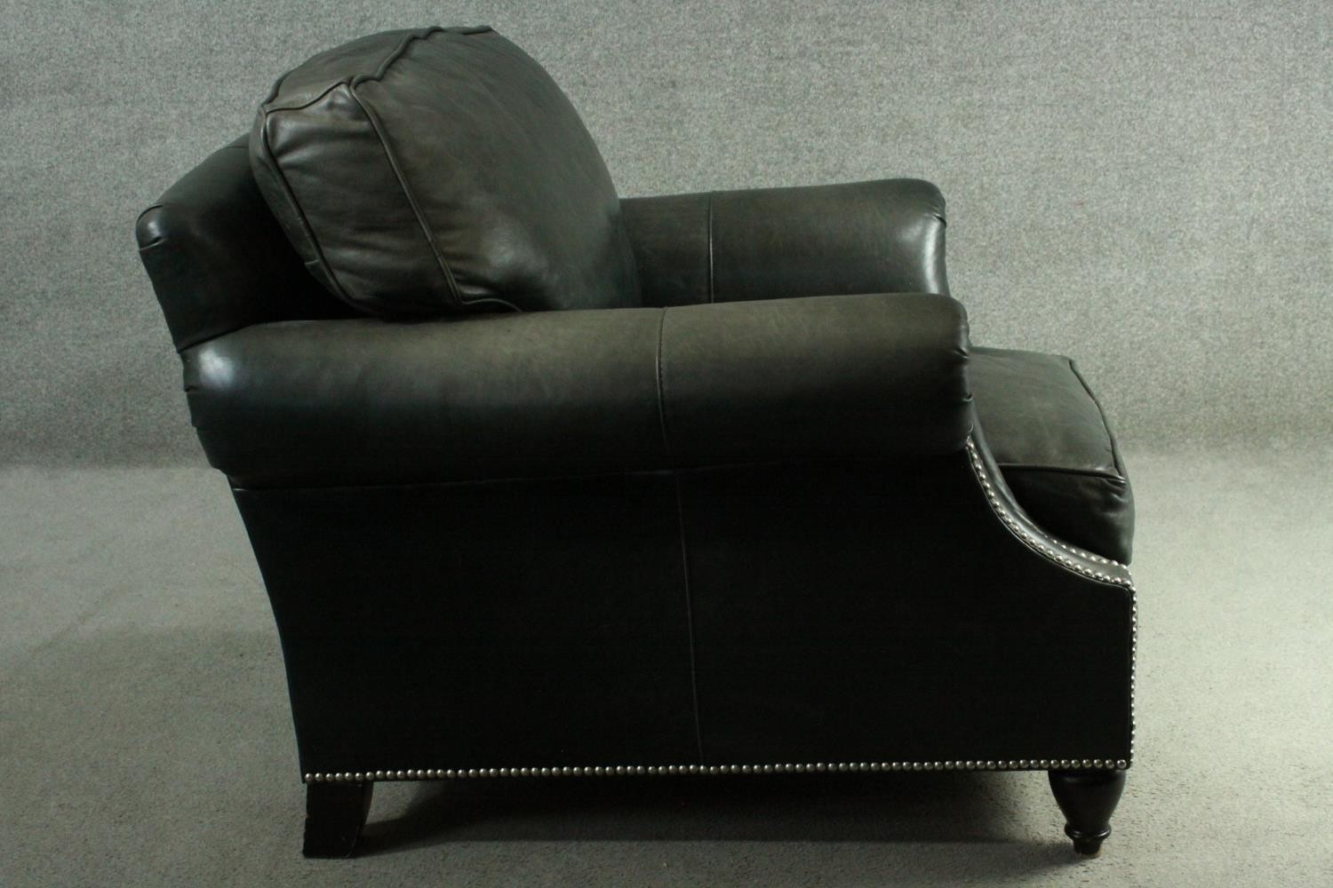 Library armchair, 19th century style in leather upholstery. - Image 3 of 5