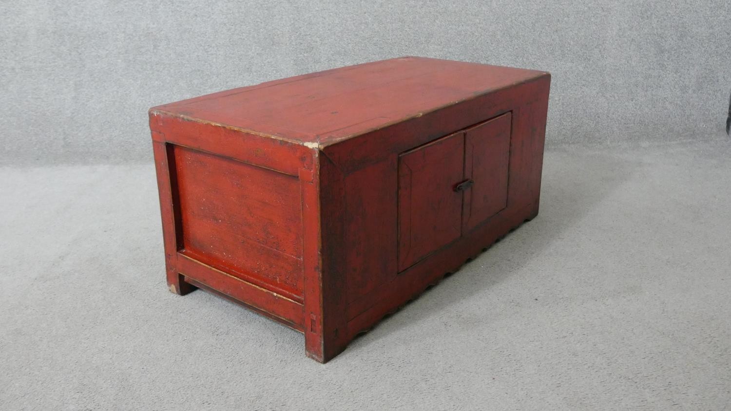 Low cabinet, Chinese 19th century painted. H.43 W.96 D.47cm - Image 8 of 8