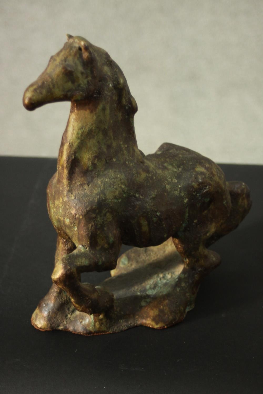 A terracotta figure of a couple, along with a ceramic elephant and a ceramic horse. H.30 W.30 D.6 - Image 3 of 11