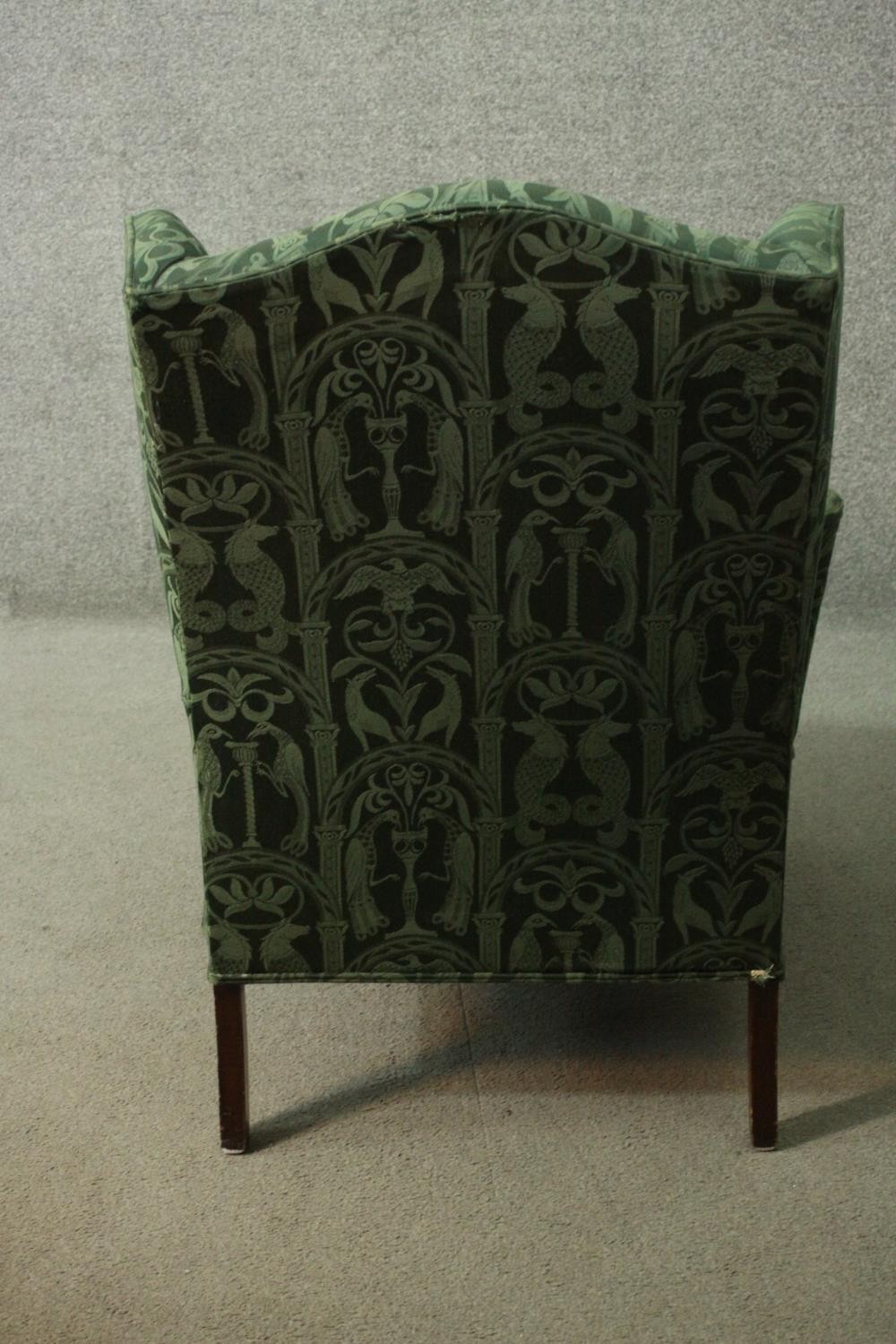 Armchair, Georgian style wingback on mahogany cabriole supports. - Image 5 of 6