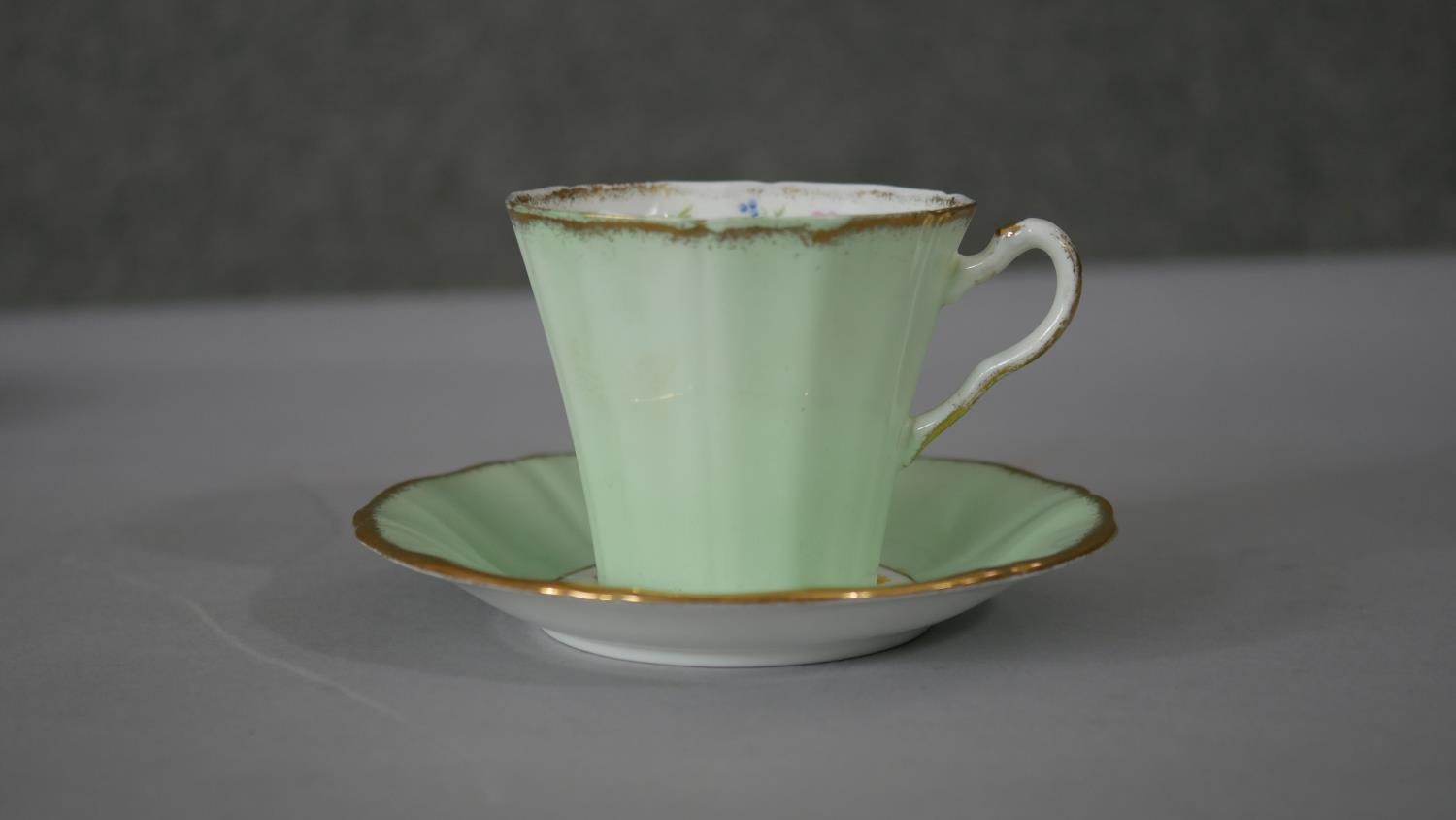 A Imperial china five person coffee set with floral design and 22ct gold detailing along with two - Image 4 of 7