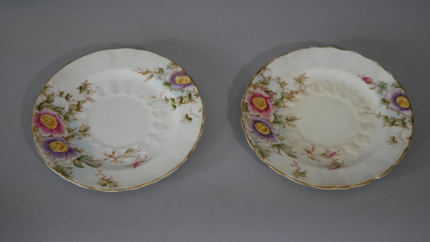 A Imperial china five person coffee set with floral design and 22ct gold detailing along with two - Image 2 of 7
