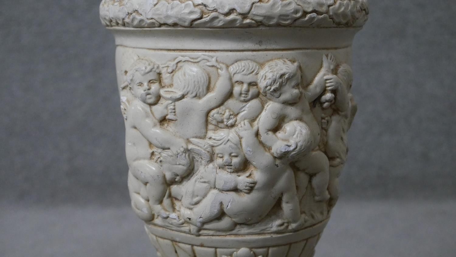 Two classical style table lamps. One vintage alabaster and gilt spelter cherub lamp along with a - Image 3 of 13