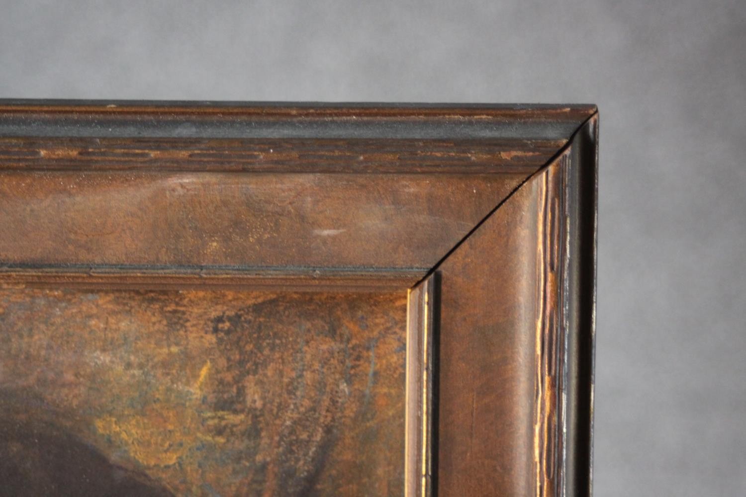 A framed pastel portrait of a young woman reclining in a chair. Indistinctly signed. H.58 W.50cm. - Image 3 of 4