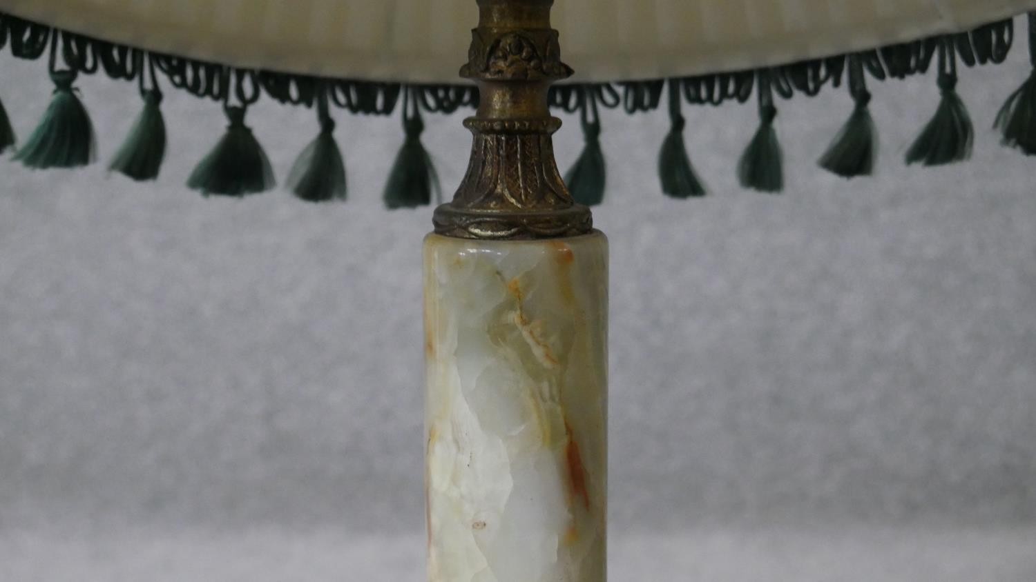 Two classical style table lamps. One vintage alabaster and gilt spelter cherub lamp along with a - Image 13 of 13