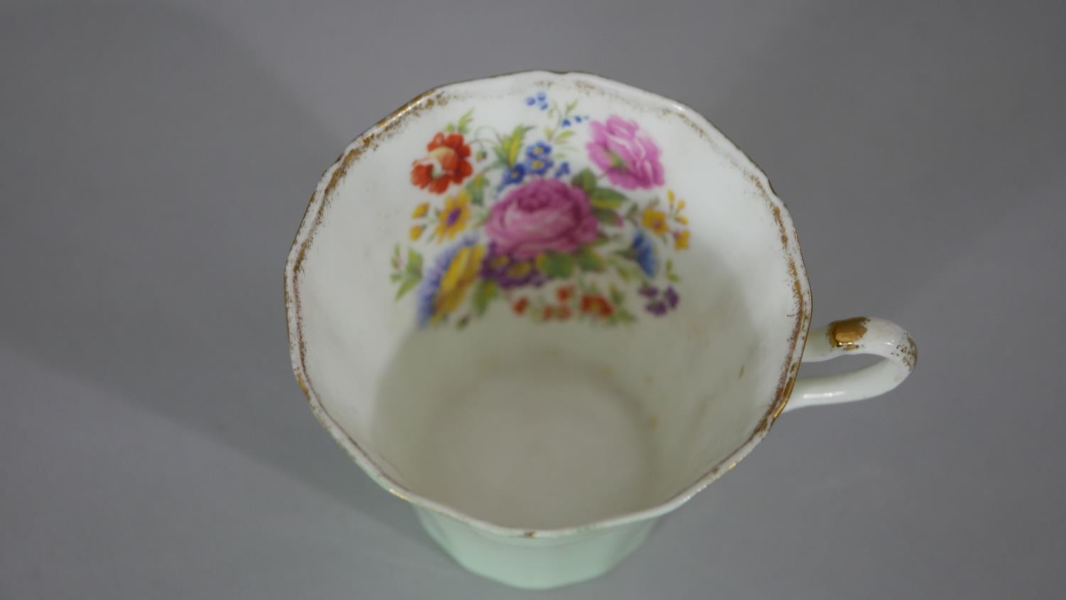 A Imperial china five person coffee set with floral design and 22ct gold detailing along with two - Image 5 of 7