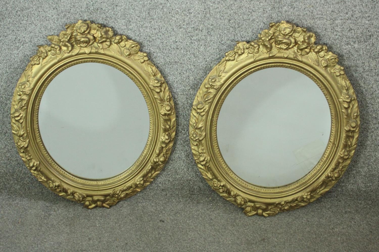 Mirrors, pair 19th century gilt and gesso. H.49 W.40cm. - Image 2 of 8