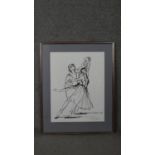 Charlotte Fawley (British 20th Century) A framed and glazed acrylic study of two Royal Ballet