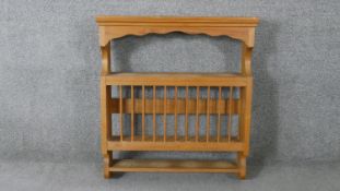 A pine wall hanging kitchen plate rack. H.77 W.68 D.18cm