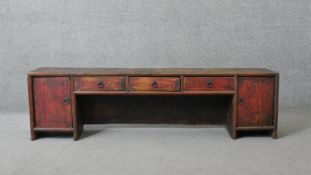Low sideboard, Chinese 19th century painted. H.40 W.147 D.26cm