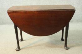 Dining table, Georgian mahogany with gateleg action on slender cabriole pad foot supports. H.71 W.