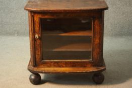 Music cabinet, Victorian burr walnut and satinwood strung. H.60 W.60 D.40cm.