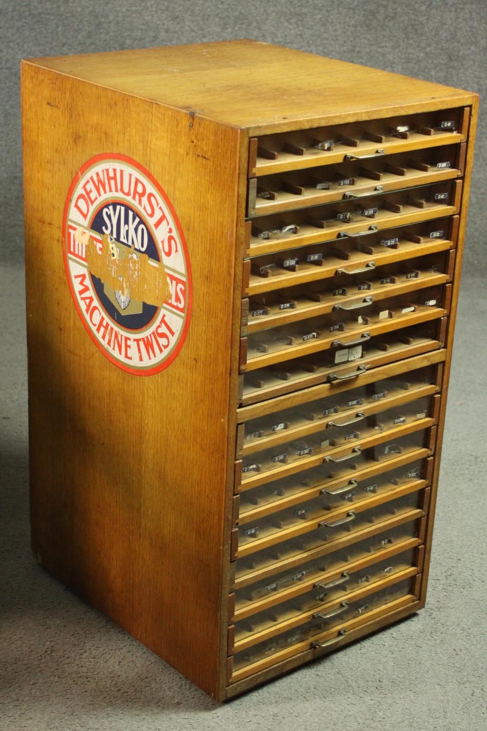 A vintage counter top Sylko cotton reel retail display and dispenser cabinet. H.76 W.36 D.45cm. - Image 3 of 10