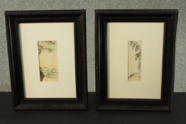 Two framed and glazed 19th century Japanese woodblock prints. One of a goose drinking at a lake