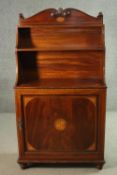 Dwarf bookcase, 19th century mahogany with satinwood paterae inlay. H.130 W.68cm.