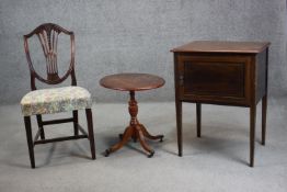 A Georgian mahogany dining chair, a Georgian style yew wood occasional table and an Edwardian