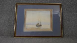 A framed and glazed watercolour of a sailing boat. Unsigned. H.44 W.59cm