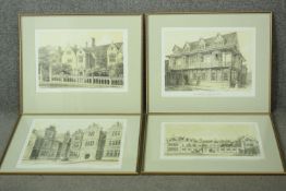 Four framed and glazed engravings of famous country houses. H.47 W.58cm each.