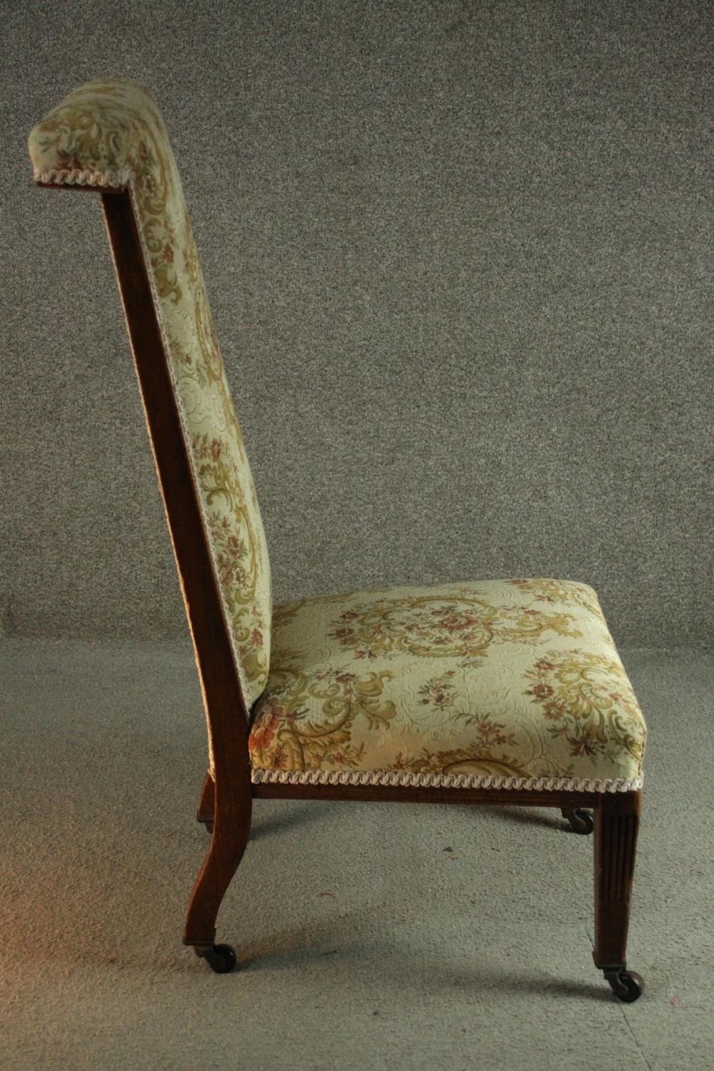 Prie Dieu chair, 19th century oak on square fluted tapering supports. - Image 3 of 6