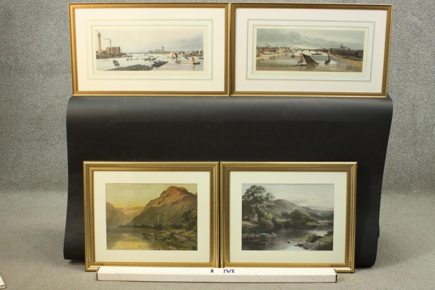 Four gilt framed and glazed prints of Victorian watercolours. Two of sailing boats on the Thames and - Image 10 of 10