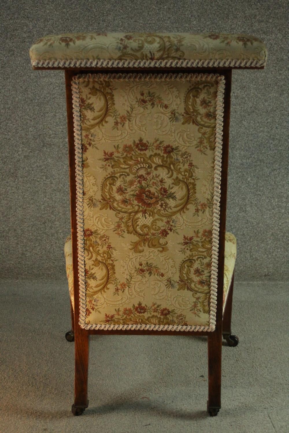 Prie Dieu chair, 19th century oak on square fluted tapering supports. - Image 4 of 6